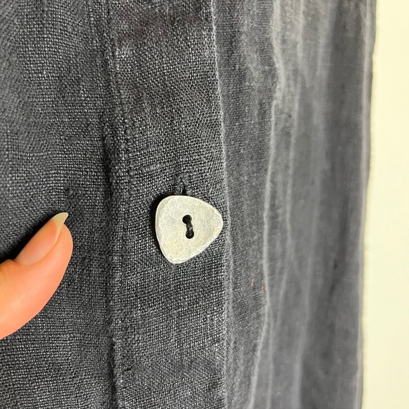 Vintage J. Jill Petite M Linen Button Maxi Dress Black Sleeveless Witch Academia - Picture 3 of 12